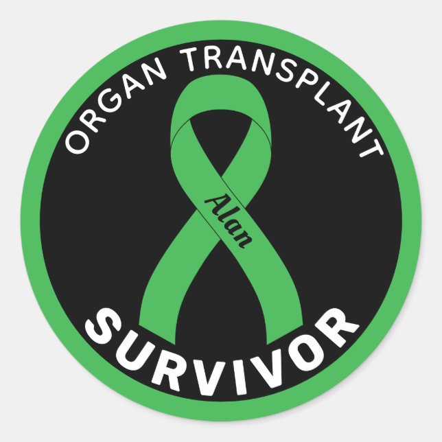 Pegatina Redonda Organ Transplant Ribbon Black (Anverso)