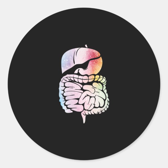 Pegatina Redonda Órganos internos humanos Sistema digestivo de arte (Anverso)