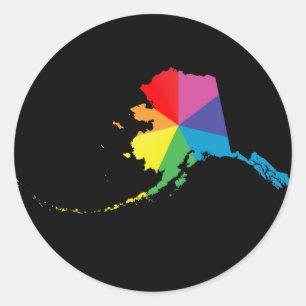 Pegatina Redonda orgullo alaska. enredado.