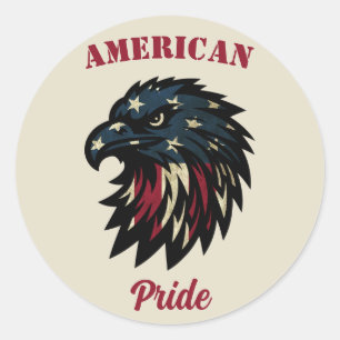 Pegatina Redonda Orgullo americano, águila azul rojo patriótica