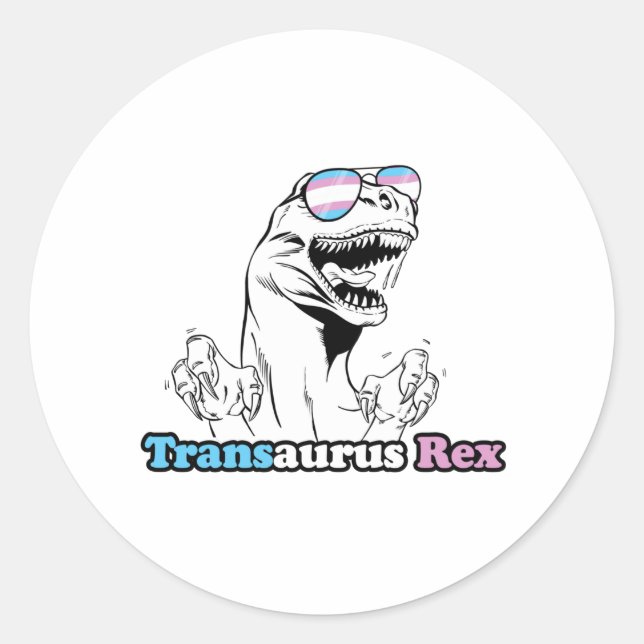 Pegatina Redonda Orgullo Animal - Transaurus Rex (Anverso)