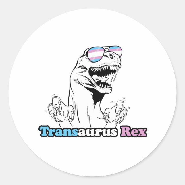 Pegatina Redonda Orgullo Animal - Transaurus Rex (Anverso)