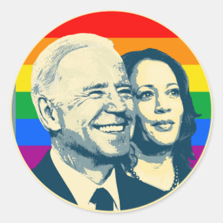 Pegatina Redonda Orgullo arcoiris Biden Harris