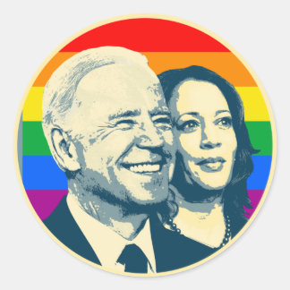 Pegatina Redonda Orgullo arcoiris Biden Harris