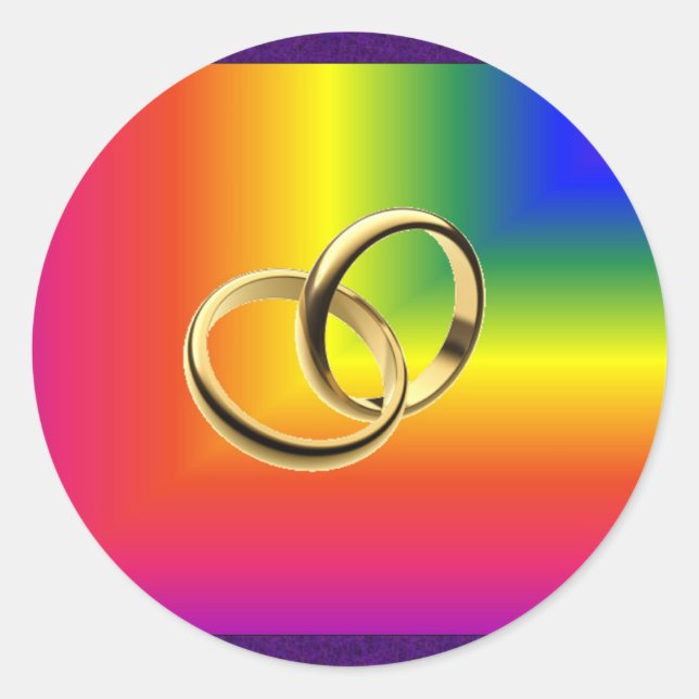 Pegatina Redonda Orgullo arcoiris con bandas de Bodas de oro (Anverso)