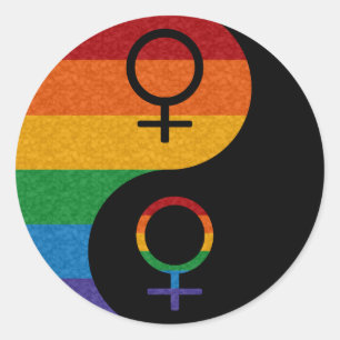 Pegatina Redonda Orgullo arcoiris de Yin y Yang