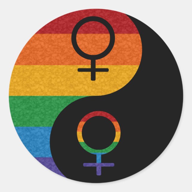 Pegatina Redonda Orgullo arcoiris de Yin y Yang (Anverso)