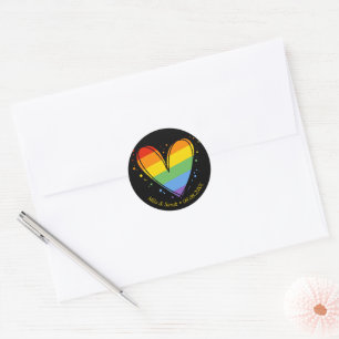Pegatina Redonda Orgullo arcoiris LGBTQ Boda del corazón