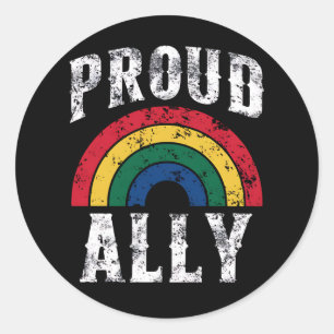 Pegatina Redonda Orgullo Arcoiris Orgullo aliado de lesbianas
