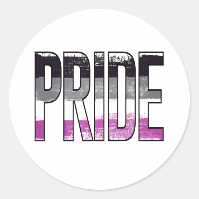 Pegatina Redonda Orgullo Asexual en Palabras (Anverso)