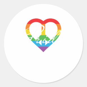 Pegatina Redonda Orgullo cardíaco arcoiris LGBT