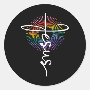 Pegatina Redonda Orgullo Cristiano Jesús Lgbtq Queer Lesbiana Gay