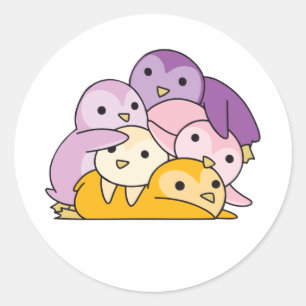 Pegatina Redonda Orgullo de bandera tríxica Lgbtq Cute Pingüino