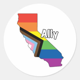 Pegatina Redonda Orgullo de California - Bandera de progreso de ali