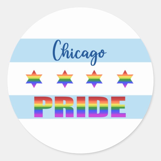 Pegatina Redonda Orgullo de Chicago (Anverso)