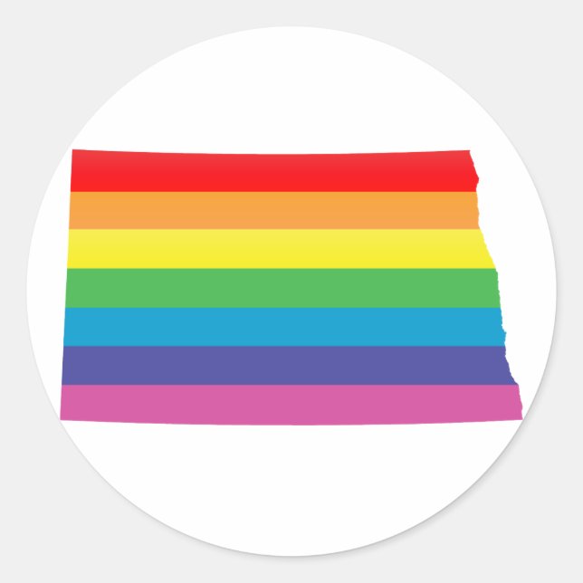 Pegatina Redonda orgullo de dakota del norte. (Anverso)