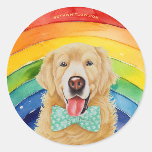 Pegatina Redonda Orgullo de Golden Retriever