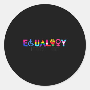 Pegatina Redonda Orgullo de Igualdad Arcoíris Lgbtq Feminista Disca