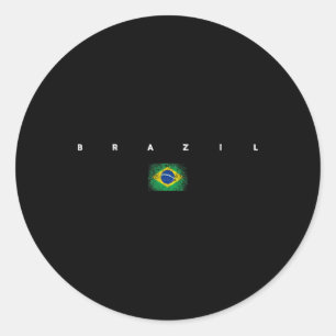 Pegatina Redonda Orgullo de la bandera de Brasil Vintageretro Fútbo