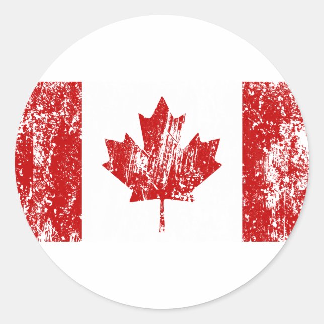 Pegatina Redonda Orgullo de la bandera de Canadá (Anverso)