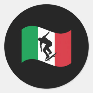 Pegatina Redonda Orgullo de la bandera del país gráfico de patinaje