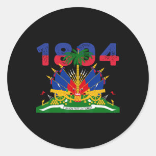 Pegatina Redonda Orgullo de la bandera haitiana Día de la Independe