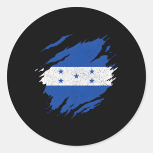 Pegatina Redonda Orgullo de la bandera hondureña