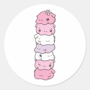 Pegatina Redonda Orgullo de la bandera pomosexual Lgbtq Cute Hippo 