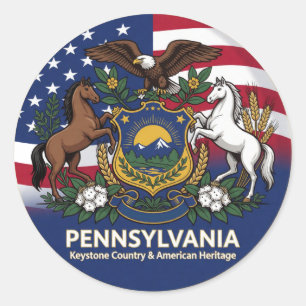 Pegatina Redonda Orgullo de la herencia de la llave de Pennsylvania