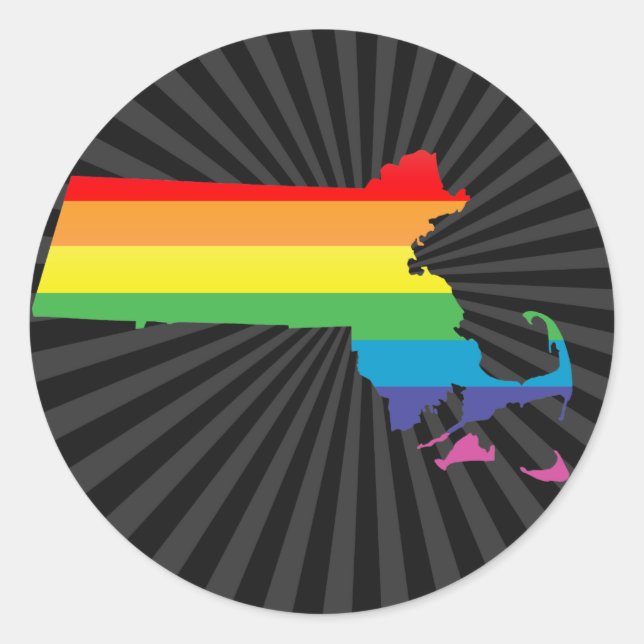 Pegatina Redonda orgullo de massachusetts. (Anverso)