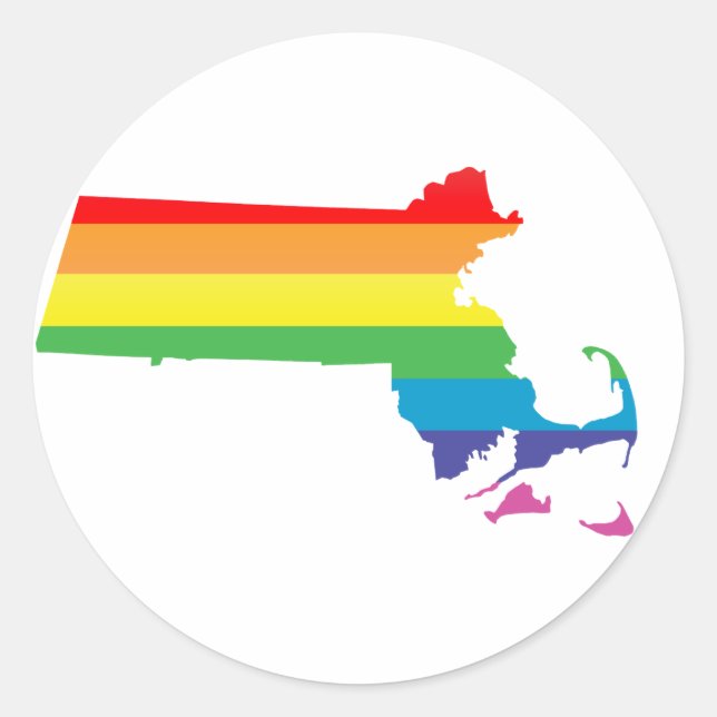 Pegatina Redonda orgullo de massachusetts. (Anverso)