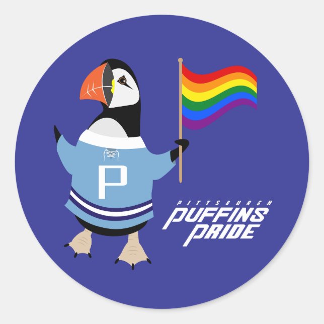 Pegatina Redonda Orgullo de McGuffin Puffin (Anverso)
