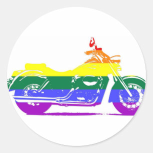 Pegatina Redonda Orgullo de motocicleta GLBT