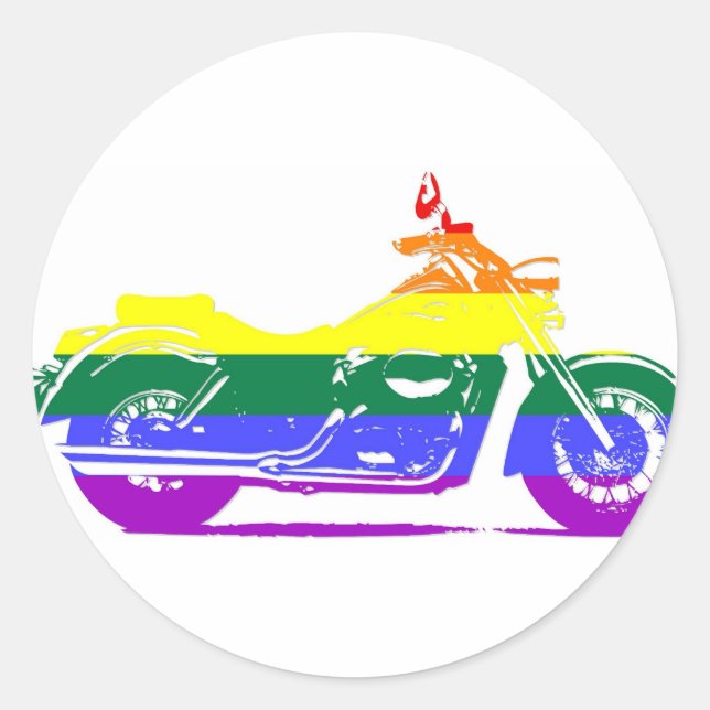 Pegatina Redonda Orgullo de motocicleta GLBT (Anverso)