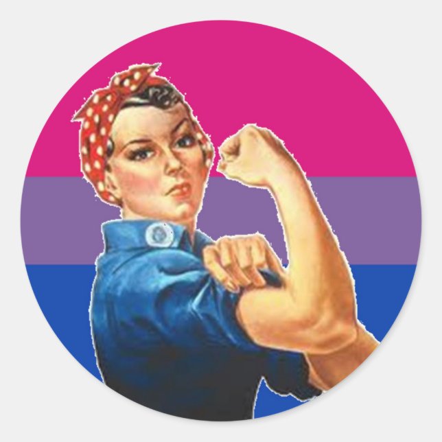 Pegatina Redonda Orgullo de mujeres bisexuales (Anverso)