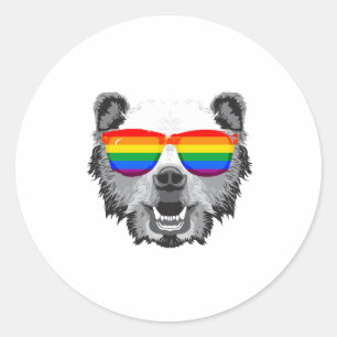 Pegatina Redonda Orgullo de oso grizzly