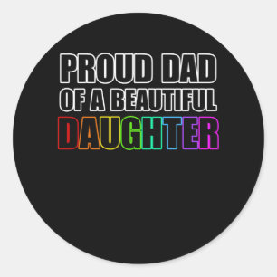 Pegatina Redonda Orgullo de papá orgulloso LGBT Hija lesbiana Alia
