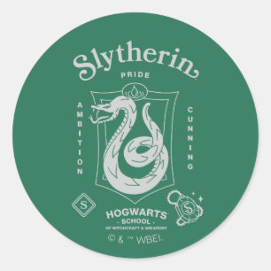 Pegatina Redonda ORGULLO DE SLYTHERIN Ambición Astucia Emblema