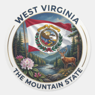 Pegatina Redonda Orgullo de West Virginia Appalachian State 🌿