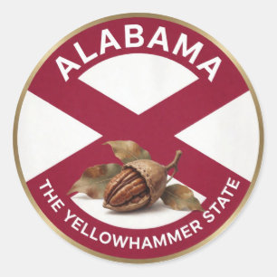 Pegatina Redonda Orgullo del estado de Alabama 🥜 Emblema de maní