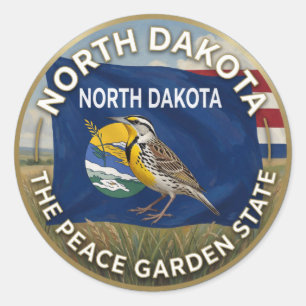 Pegatina Redonda Orgullo del Estado de Dakota del Norte ✦ Patrimoni