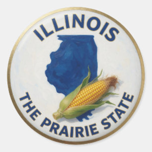 Pegatina Redonda Orgullo del Estado de Illinois 🌾 Hierba de la Pra