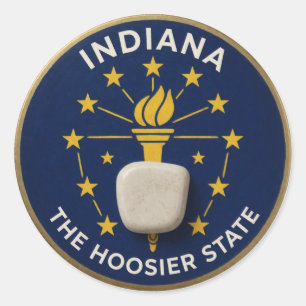 Pegatina Redonda Orgullo del estado de Indiana