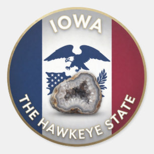 Pegatina Redonda Orgullo del estado de Iowa 🦅 Emblema del halcón