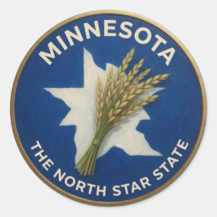 Pegatina Redonda Orgullo del estado de Minnesota Emblema de grano �