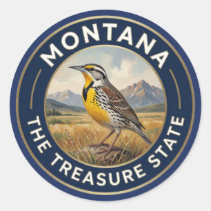 Pegatina Redonda Orgullo del estado de Montana ✦ Patrimonio del est