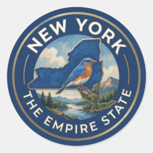 Pegatina Redonda Orgullo del Estado de Nueva York ✦ Patrimonio del