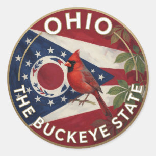 Pegatina Redonda Orgullo del Estado de Ohio ✦ Patrimonio Buckeye