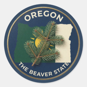 Pegatina Redonda Orgullo del Estado de Oregon Emblema
