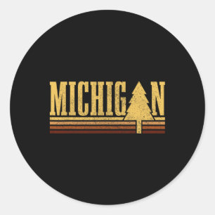 Pegatina Redonda Orgullo del estado del árbol vintage de Michigan C